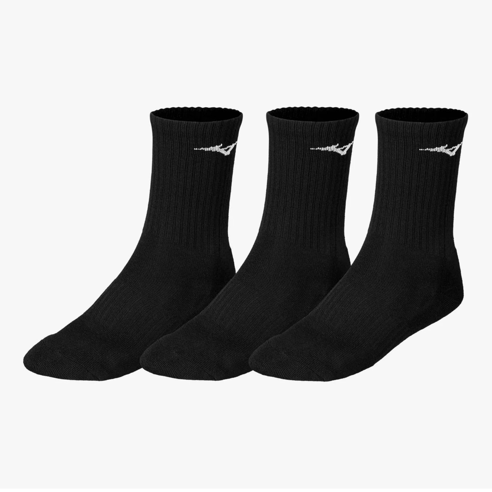 MIZUNO Training Crew Socks (3 Pack) UNISEX - Black - Gem Sports