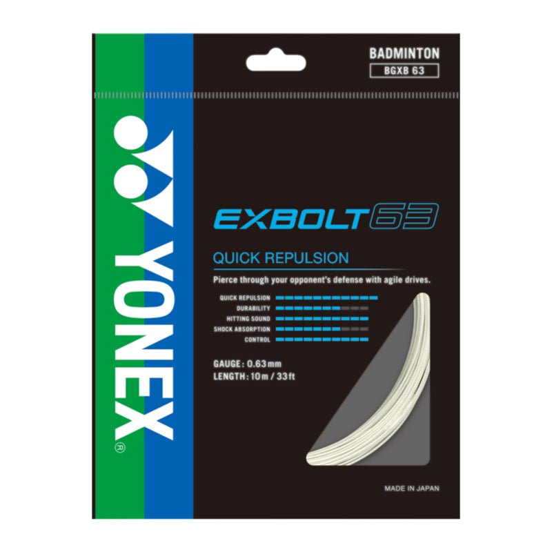 YONEX EXBOLT 63 Badminton String Set (10m) - White - Gem Sports